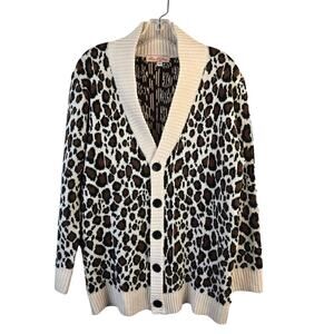 Mara Hoffman Sweater Women's M Brown Black Leopard Shawl Collar Grandpacore